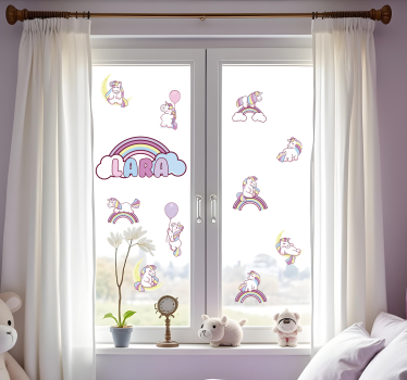 Adesivo per finestra unicorni e arcobaleni - TenStickers