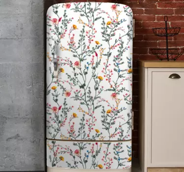 Adesivo per frigo applicazione di motivo floreale - TenStickers