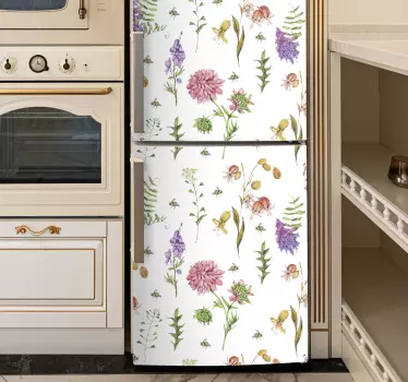 Adesivo per frigo applicazione di stampa floreale - TenStickers