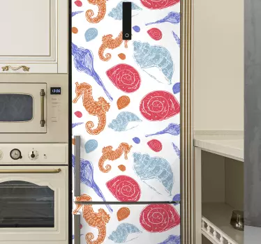 Adesivo per frigo cavallucci marini e conchiglie - TenStickers