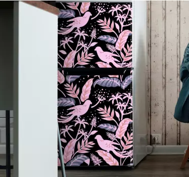 Adesivo per frigo concetto di uccello tropicale - TenStickers