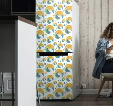 Adesivo per frigo concetto onde vivaci - TenStickers