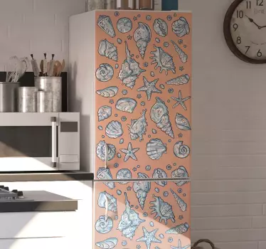 Adesivo per frigo conchiglie e corpi celesti - TenStickers