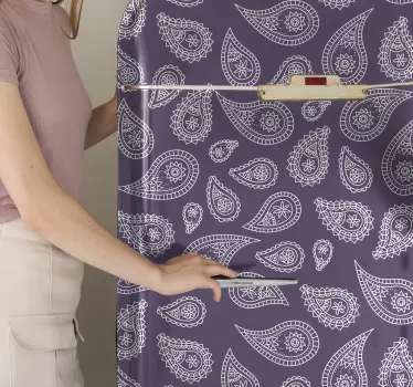 Adesivo per frigo copertura a motivo paisley - TenStickers