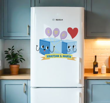 Adesivo per frigo cubetti di ghiaccio con i vostri nomi - TenStickers
