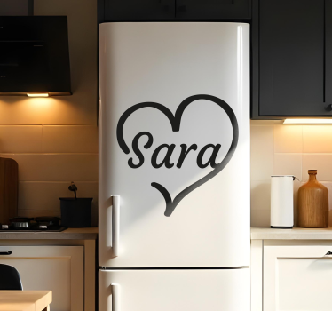 Adesivo per frigo cuore monocolore con il tuo nome - TenStickers