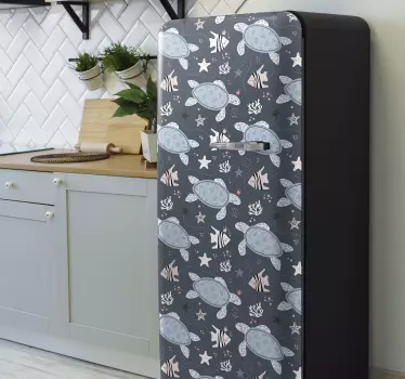 Adesivo per frigo decorazione a motivo tartaruga - TenStickers