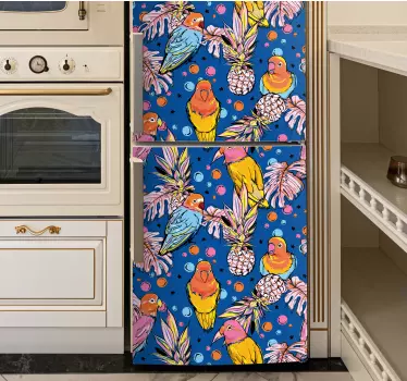 Adesivo per frigo design pappagalli colorati - TenStickers