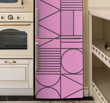 Adesivo per frigo disposizione geometrica rosa - TenStickers