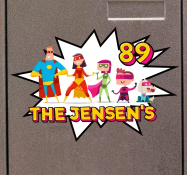 Adesivo per frigo famiglia supereroi personalizzata - TenStickers