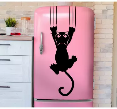Adesivo per frigo gattino giocoso in arrampicata - TenStickers