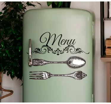 Adesivo per frigo menu elegante posate - TenStickers