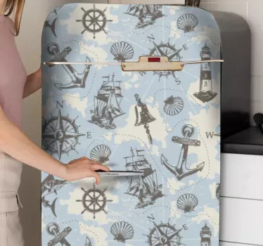 Adesivo per frigo motivi a motivi nautici - TenStickers