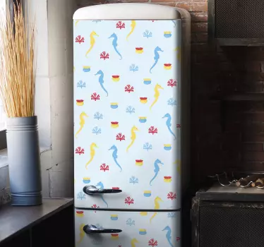 Adesivo per frigo motivi di cavalluccio marino giocosi - TenStickers