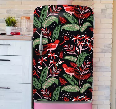 Adesivo per frigo motivi di foglie tropicali - TenStickers