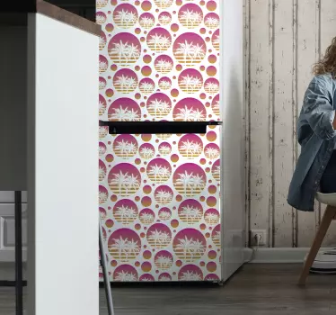 Adesivo per frigo motivi di palma tropicale - TenStickers