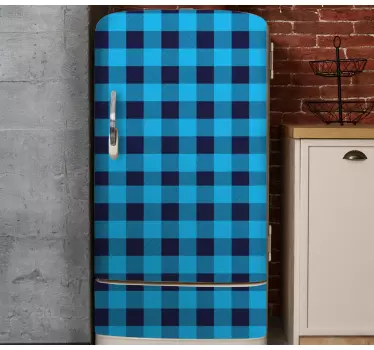 Adesivo per frigo motivo a scacchi blu - TenStickers