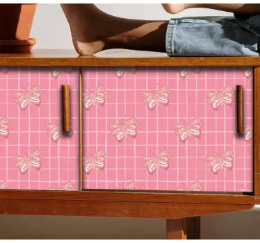 Adesivo per frigo motivo farfalle rosa - TenStickers