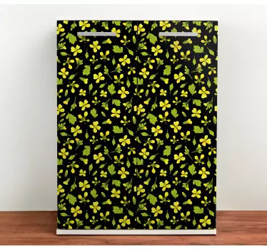 Adesivo per frigo motivo floreale nero - TenStickers