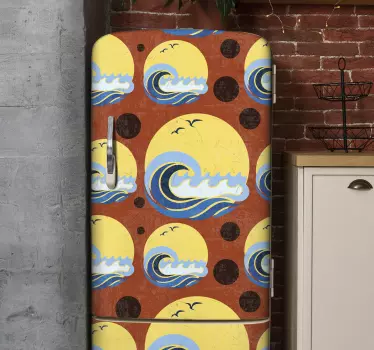 Adesivo per frigo motivo onde al tramonto - TenStickers