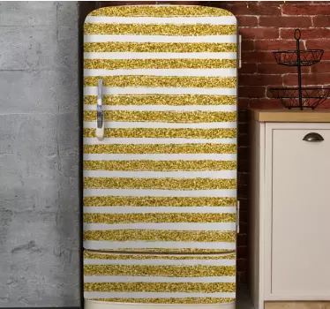 Adesivo per frigo motivo righe dorate - TenStickers