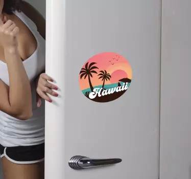 Adesivo per frigo paesaggio al tramonto delle hawaii - TenStickers