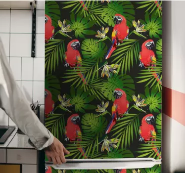 Adesivo per frigo pappagalli tropicali vibranti - TenStickers