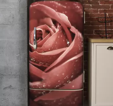 Adesivo per frigo rosa bella in primo piano - TenStickers