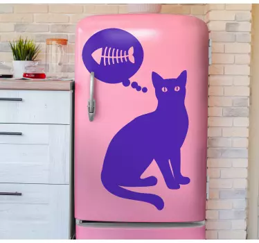 Adesivo per frigo silhouette di gatto pensieroso - TenStickers