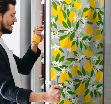 Adesivo per frigo stampa floreale limone - TenStickers