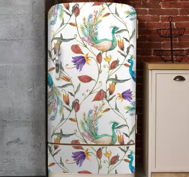 Adesivo per frigo stampa floreale pavone - TenStickers