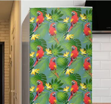 Adesivo per frigo tema pappagallo tropicale - TenStickers