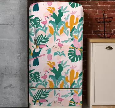 Adesivo per frigo vibrazioni della giungla tropicale - TenStickers