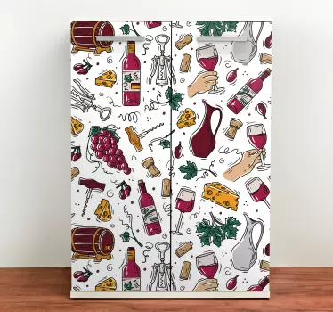Adesivo per frigo vino e formaggio - TenStickers