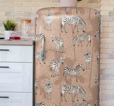 Adesivo per frigo zebre su beige - TenStickers