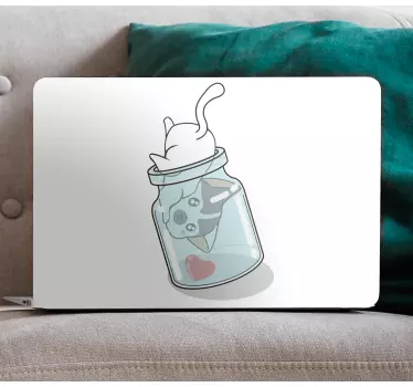Adesivo per laptop barattolo di gatti giocosi - TenStickers