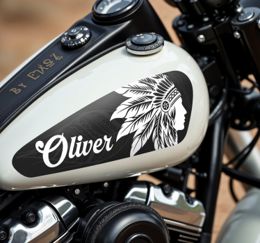 Adesivo per moto capo indiano - TenStickers