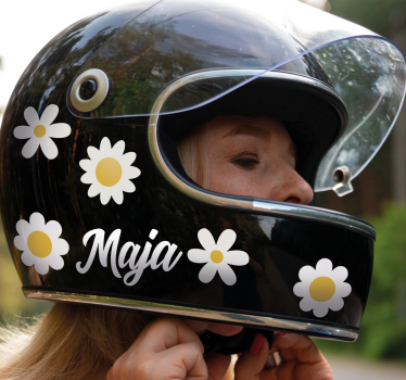 Adesivo per moto disegno di fiori semplici con nome - TenStickers