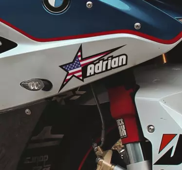 Adesivo per moto stella con bandiera - TenStickers