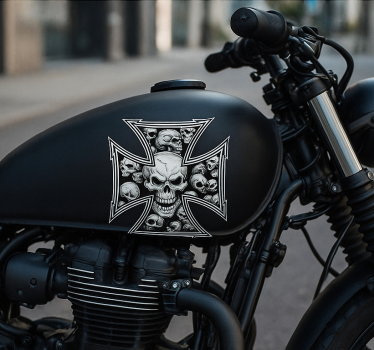 Adesivo per moto teschi croce di ferro - TenStickers