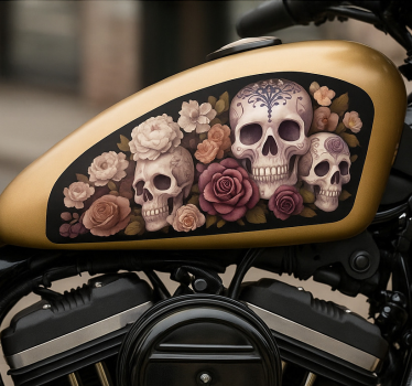 Adesivo per moto teschio di rosa morta - TenStickers