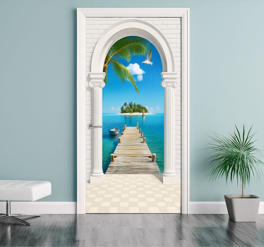 Adesivo per porta arco romano con vista - TenStickers