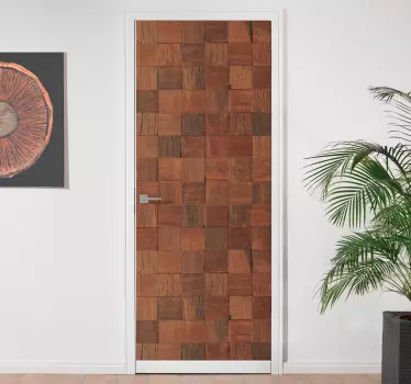 Adesivo per porta pannelli in legno naturale - TenStickers