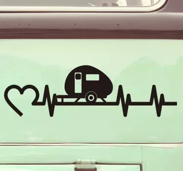 Adesivo camper con linea del cuore - TenStickers