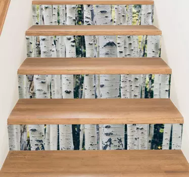 Adesivo per scale passi albero di betulla - TenStickers