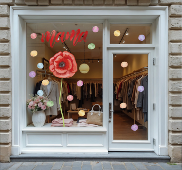 Adesivo per vetrine madre con papavero rosso - TenStickers