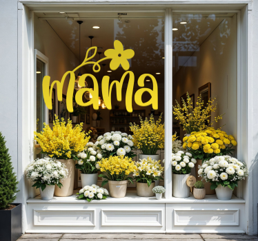 Adesivo per vetrine parola madre con un fiore - TenStickers