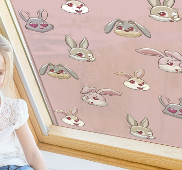 Adesivo per vetro Coniglio set clipart - TenStickers