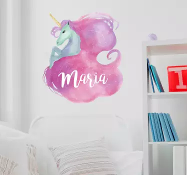 Adesivo personalizzabile con nome e unicorno - TenStickers