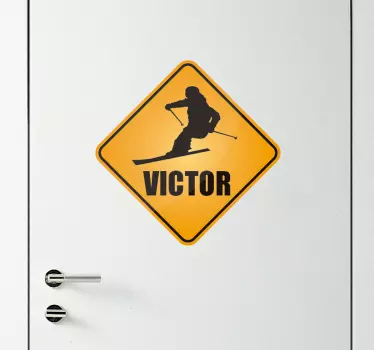 Adesivo per porta sci con nome - TenStickers